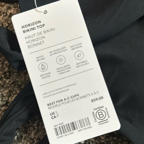 NWT! Athleta Black Horizon Bikini Top A-C - Size Small 💙 - Picture 8 of 8